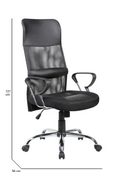 Sedia con ruote da ufficio imbottita con braccioli in tessuto nera - Ateleta
