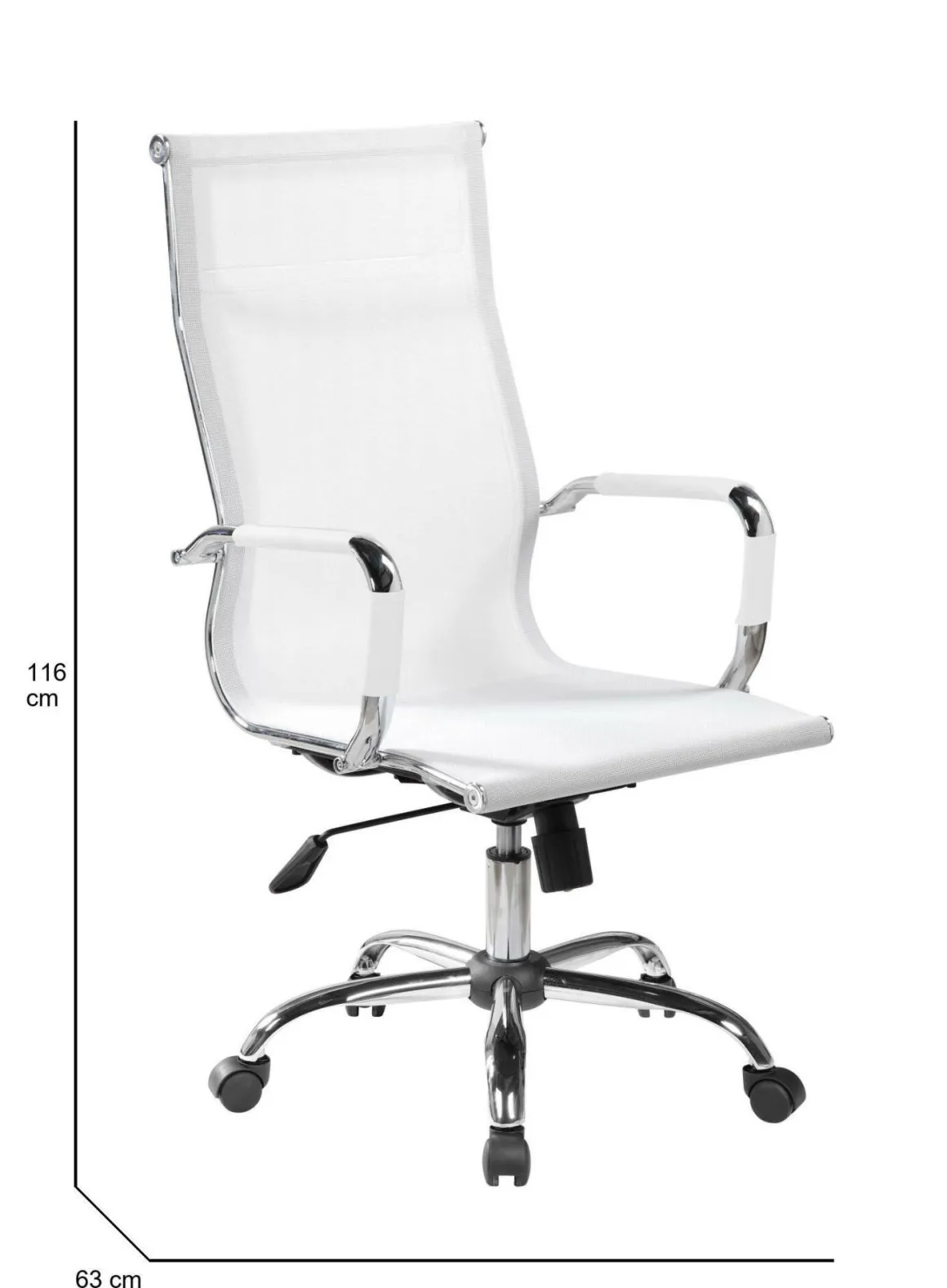Sedia con ruote Dfrosi, Bianco, 63x54h106/116 cm
