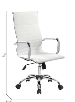 Sedia con ruote Dlemmen, Bianco, 63x54h106/116 cm