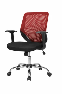 Ufficio|Sedie Con Ruote > Dmora Sedia con ruote imbottita con braccioli in ecopelle rossa e gialla - Urbana Giallo, Rosso