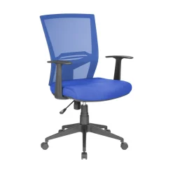 Ufficio|Sedie Con Ruote > Dmora Sedia con ruote imbottita con braccioli in tessuto blu e azzurra - Urbana Azzurro, Blu