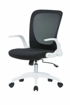 Ufficio|Sedie Con Ruote > Dmora Sedia con ruote imbottita con braccioli in tessuto nera e blu - Mindy Blu, Nero
