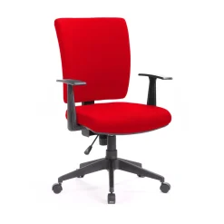 Sedia con ruote imbottita con braccioli in tessuto rossa - Eulalia