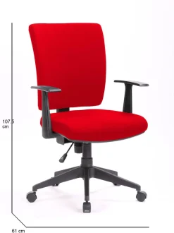 Sedia con ruote imbottita con braccioli in tessuto rossa - Eulalia