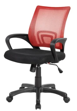 Sedia con ruote imbottita in ecopelle nera e rossa - Reticolo