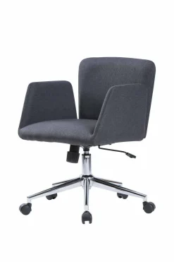 Ufficio|Sedie Con Ruote > Dmora Sedia con ruote moderna con braccioli in ecopelle grigia - Assoro Grigio