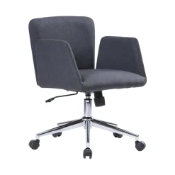 Ufficio|Sedie Con Ruote > Dmora Sedia con ruote moderna con braccioli in ecopelle grigia - Assoro Grigio