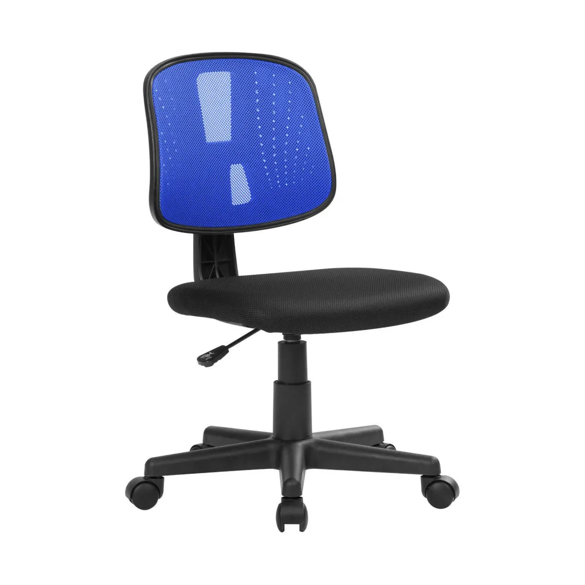 Ufficio|Sedie Con Ruote > Dmora Sedia da computer con ruote imbottita con braccioli in ecopelle nera e blu - Cefeo Nero, Blu