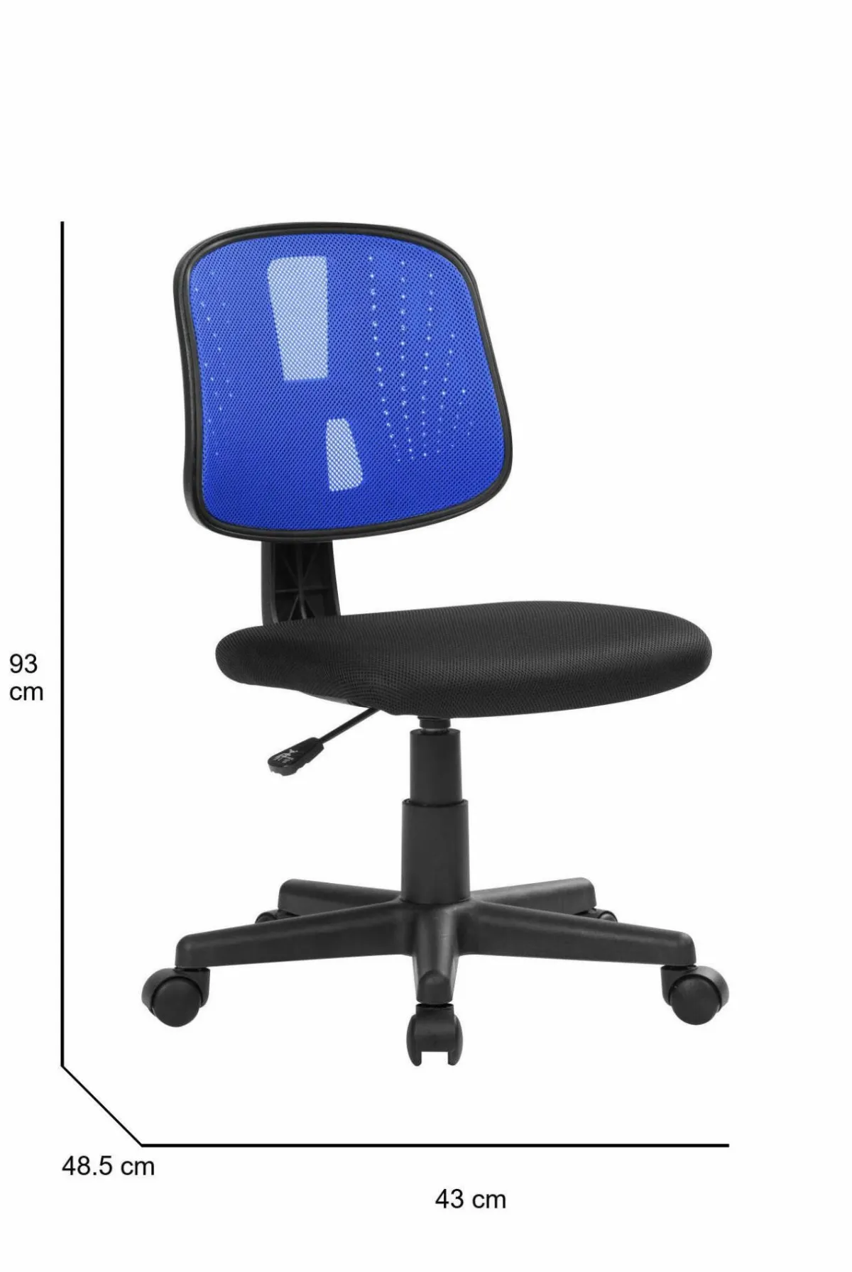 Ufficio|Sedie Con Ruote > Dmora Sedia da computer con ruote imbottita con braccioli in ecopelle nera e blu - Cefeo Nero, Blu