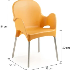 Sedie Da Esterno|Sedie > Dmora Sedia da Esterno 4 Sedie Impilabile, Braccioli Made in Italy - Raimund Arancione