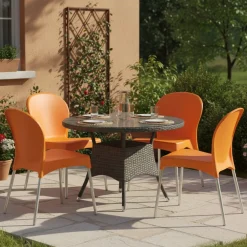 Sedia da Esterno Arancione 4 Sedie Impilabile, Peso Supportato 120 kg Made in Italy - Eclectic