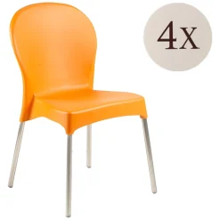 Sedia da Esterno Arancione 4 Sedie Impilabile, Peso Supportato 120 kg Made in Italy - Eclectic
