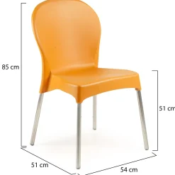 Sedie Da Esterno|Sedie > Dmora Sedia da Esterno 4 Sedie Impilabile, Peso Supportato 120 kg Made in Italy - Grover Arancione