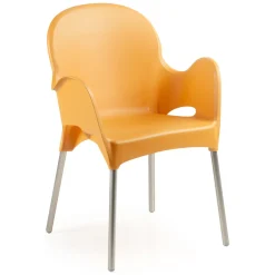 Sedia da Esterno Arancione una Sedia Impilabile, Braccioli Made in Italy - Vashti