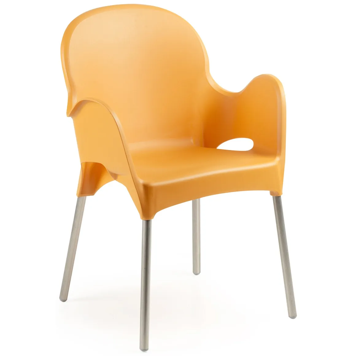 Sedia da Esterno Arancione una Sedia Impilabile, Braccioli Made in Italy - Vashti
