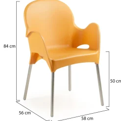 Sedia da Esterno Arancione una Sedia Impilabile, Braccioli Made in Italy - Vashti