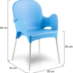 Sedie Da Esterno|Sedie > Dmora Sedia da Esterno 4 Sedie Impilabile, Braccioli Made in Italy - Raimund Azzurro