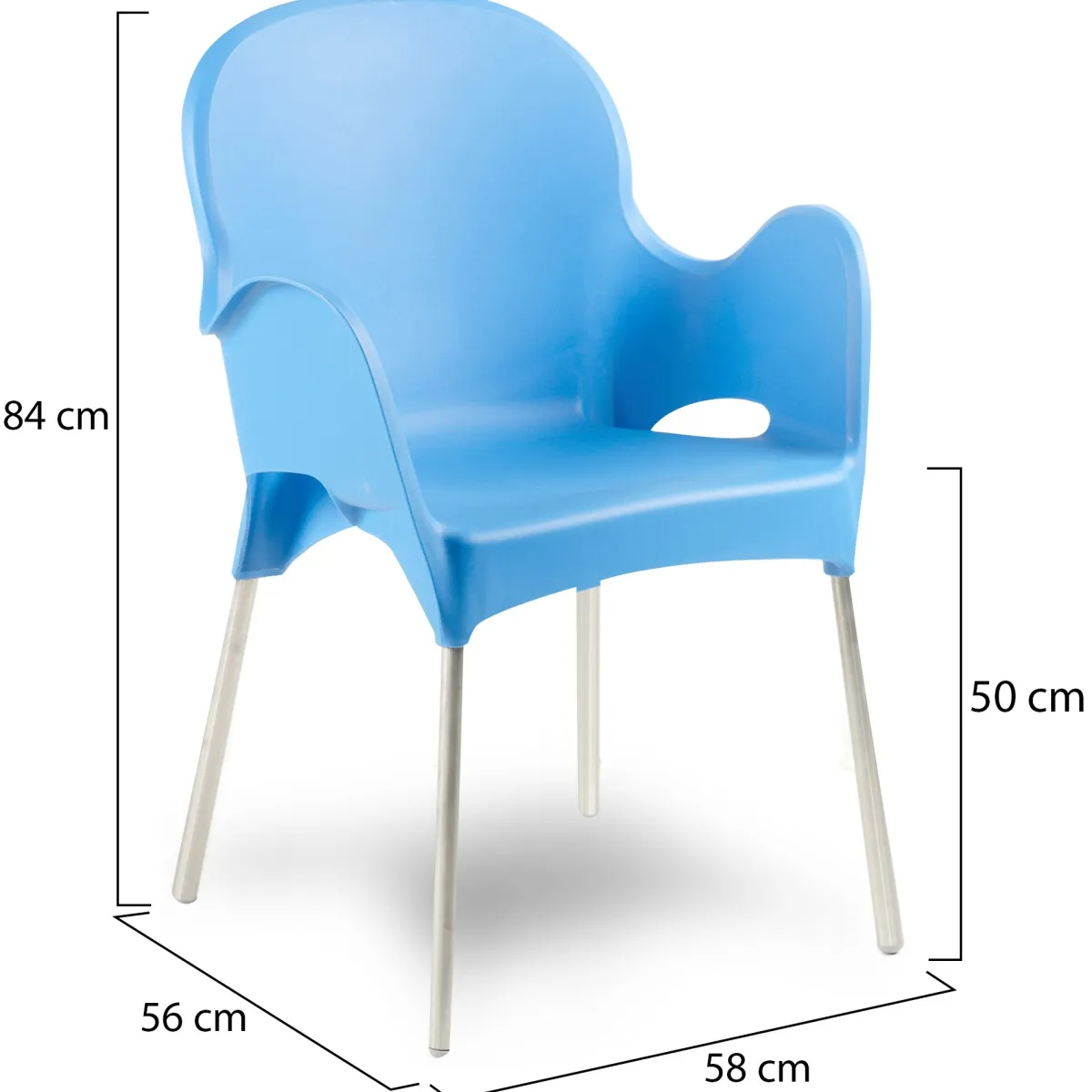 Sedie Da Esterno|Sedie > Dmora Sedia da Esterno 4 Sedie Impilabile, Braccioli Made in Italy - Raimund Azzurro