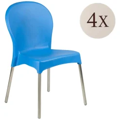 Sedia da Esterno Azzurro 4 Sedie Impilabile, Peso Supportato 120 kg Made in Italy - Eclectic