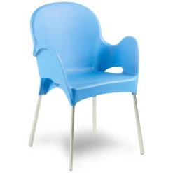 Sedia da Esterno Azzurro una Sedia Impilabile, Braccioli Made in Italy - Vashti