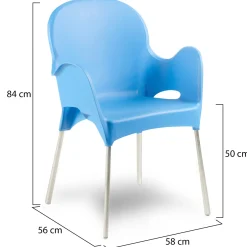Sedie Da Esterno|Sedie > Dmora Sedia da Esterno una Sedia Impilabile, Peso Supportato 120 kg Made in Italy - Grover Azzurro