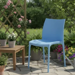 Sedie Da Esterno|Sedie > Dmora Sedia da Esterno una Sedia Impilabile, Peso Supportato 120 kg Made in Italy - Grover Azzurro