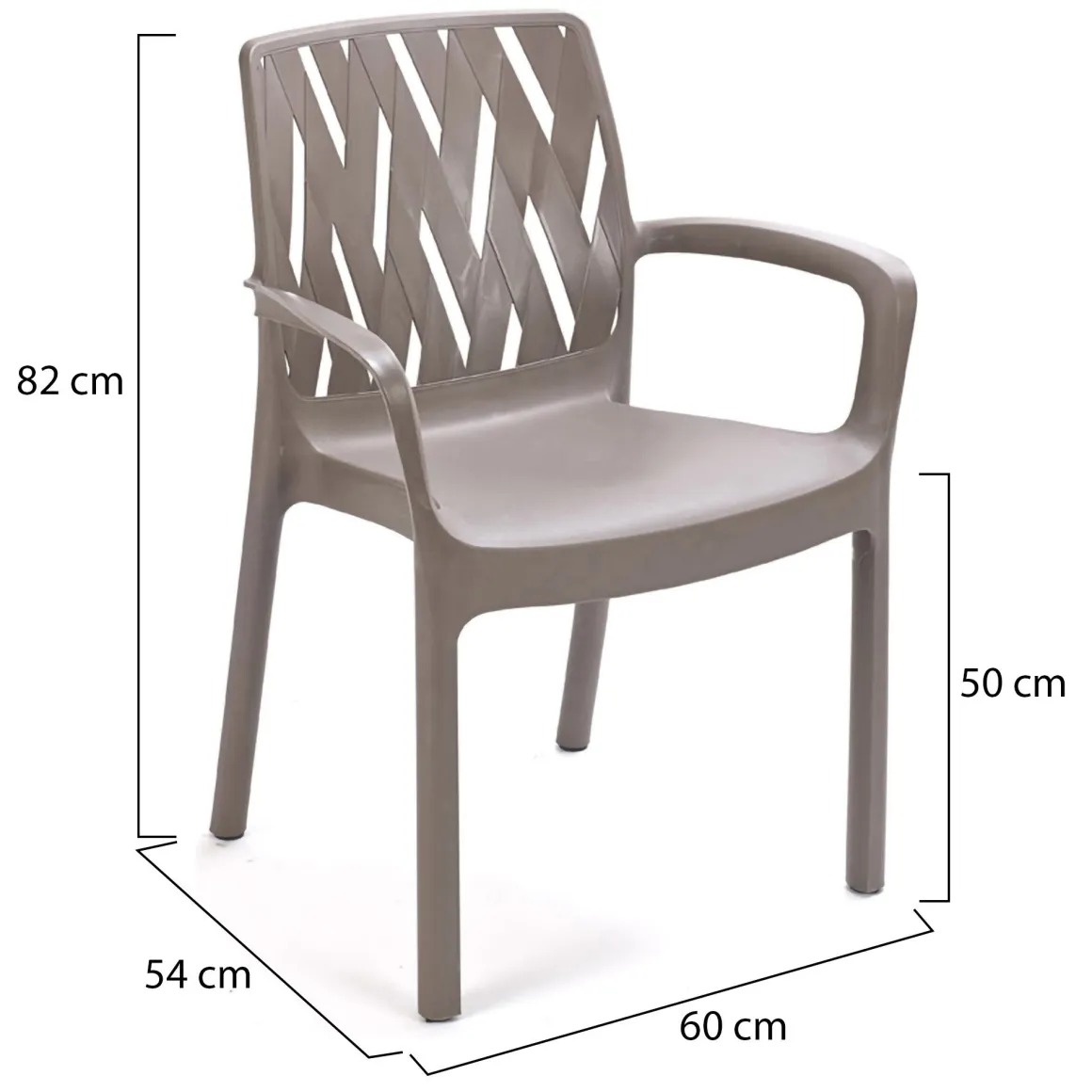 Sedia da Esterno Beige 4 Sedie Impilabile, Braccioli Made in Italy - Rumley