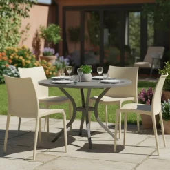 Sedia da Esterno Beige 4 Sedie Impilabile, Peso Supportato 120 kg Made in Italy - Grover