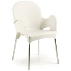 Sedie Da Esterno|Sedie > Dmora Sedia da Esterno una Sedia Impilabile, Braccioli Made in Italy - Vashti Beige