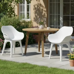 Sedia da Esterno Bianco 2 Sedie Braccioli, Peso Supportato 120 kg Made in Italy - Oakahalla