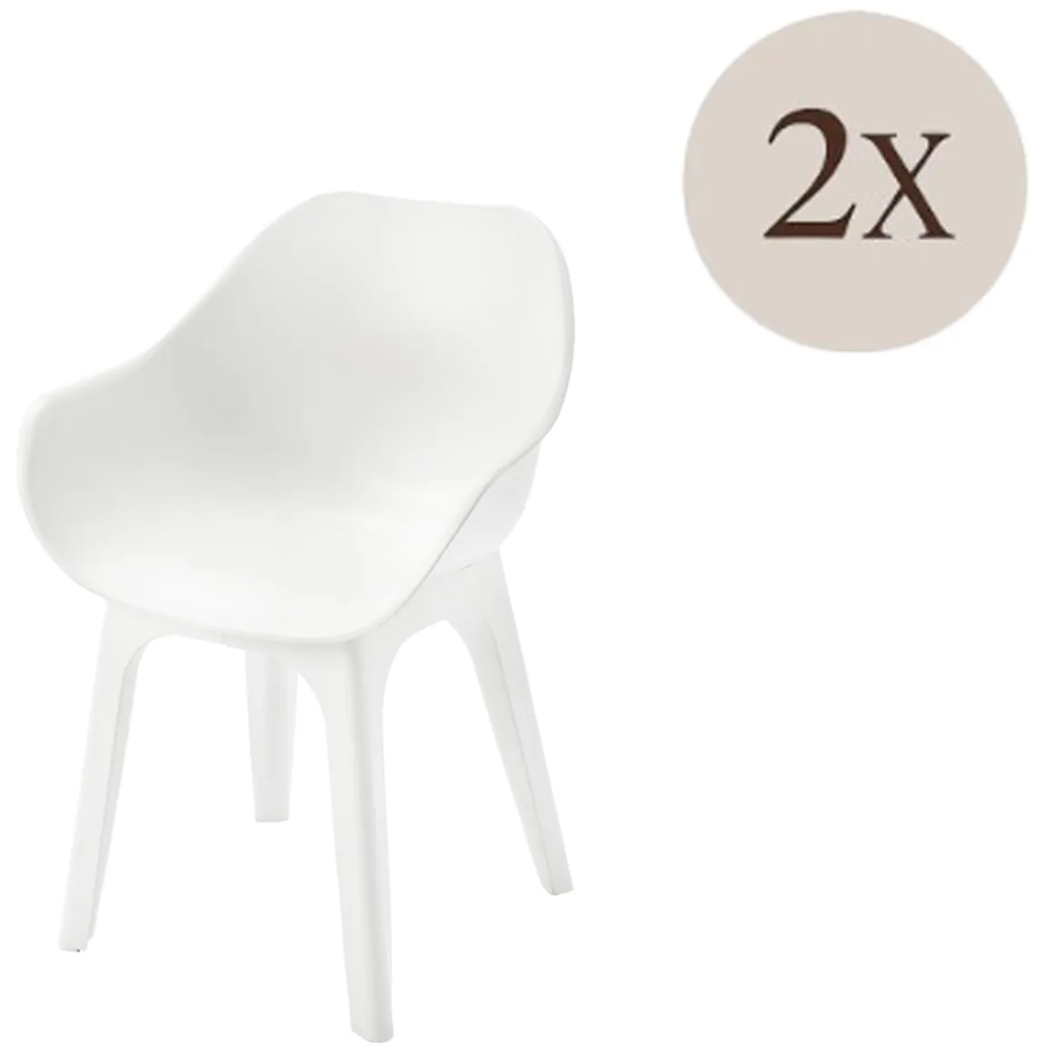Sedie Da Esterno|Sedie > Dmora Sedia da Esterno 2 Sedie Impermeabile, Impilabile Made in Italy - Mattagga Bianco