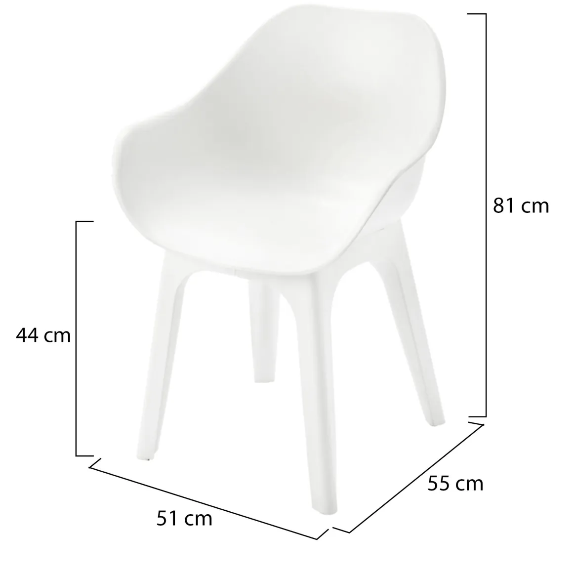 Sedie Da Esterno|Sedie > Dmora Sedia da Esterno 2 Sedie Impermeabile, Impilabile Made in Italy - Mattagga Bianco