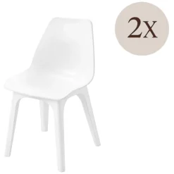 Sedia da Esterno Bianco 2 Sedie Peso Supportato 120 kg, Colore Seduta Bianco Made in Italy - Montivilla