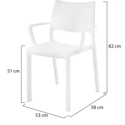 Sedie Da Esterno|Sedie > Dmora Sedia da Esterno 4 Sedie Braccioli, Peso Supportato 120 kg Made in Italy - Hero Bianco