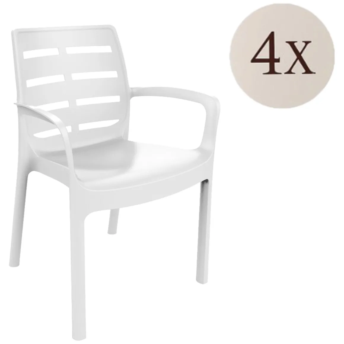Sedie Da Esterno|Sedie > Dmora Sedia da Esterno 4 Sedie Impilabile, Braccioli Made in Italy - Raimund Bianco