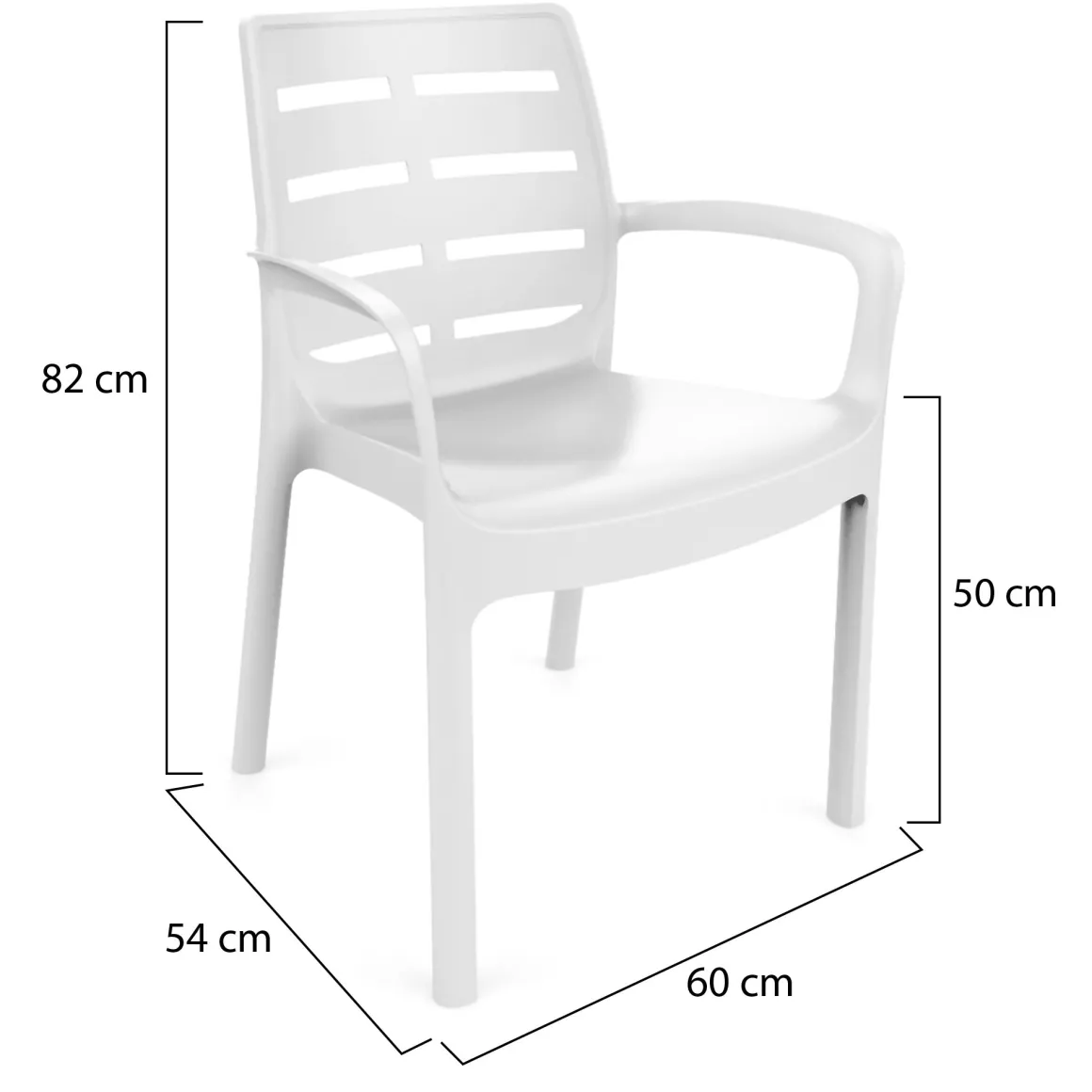 Sedie Da Esterno|Sedie > Dmora Sedia da Esterno 4 Sedie Impilabile, Braccioli Made in Italy - Raimund Bianco