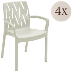 Sedia da Esterno Bianco 4 Sedie Impilabile, Braccioli Made in Italy - Rumley