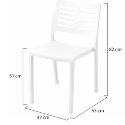 Sedie Da Esterno|Sedie > Dmora Sedia da Esterno 4 Sedie Impilabile, Peso Supportato 120 kg Made in Italy - Eclectic Bianco