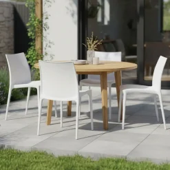 Sedia da Esterno Bianco 4 Sedie Impilabile, Peso Supportato 120 kg Made in Italy - Grover