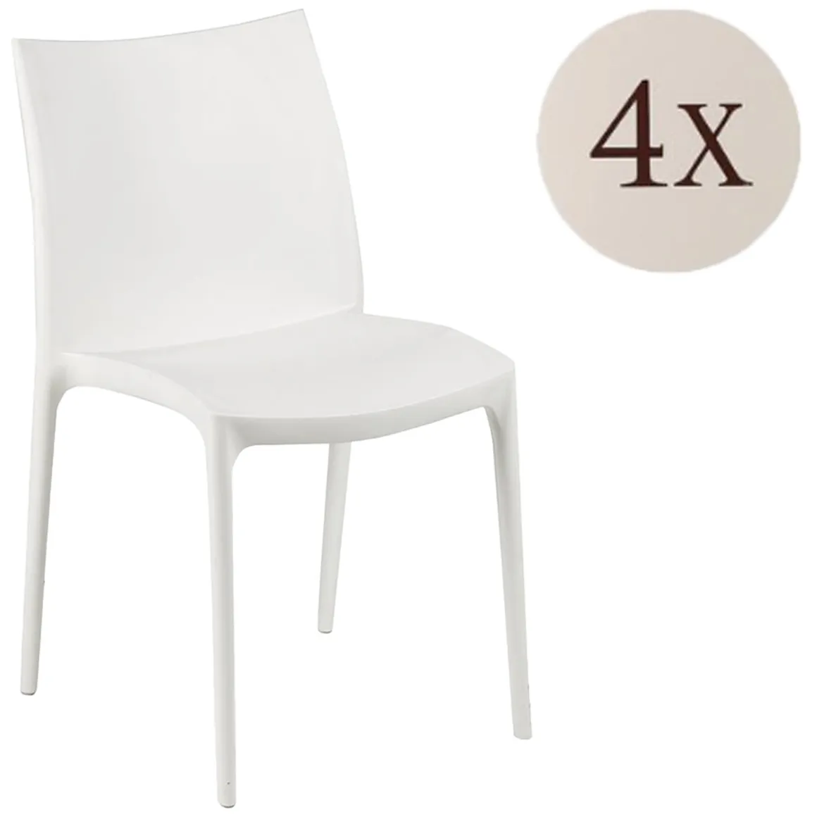 Sedie Da Esterno|Sedie > Dmora Sedia da Esterno 4 Sedie Peso Supportato 120 kg, Colore Seduta Made in Italy - Montivilla Bianco