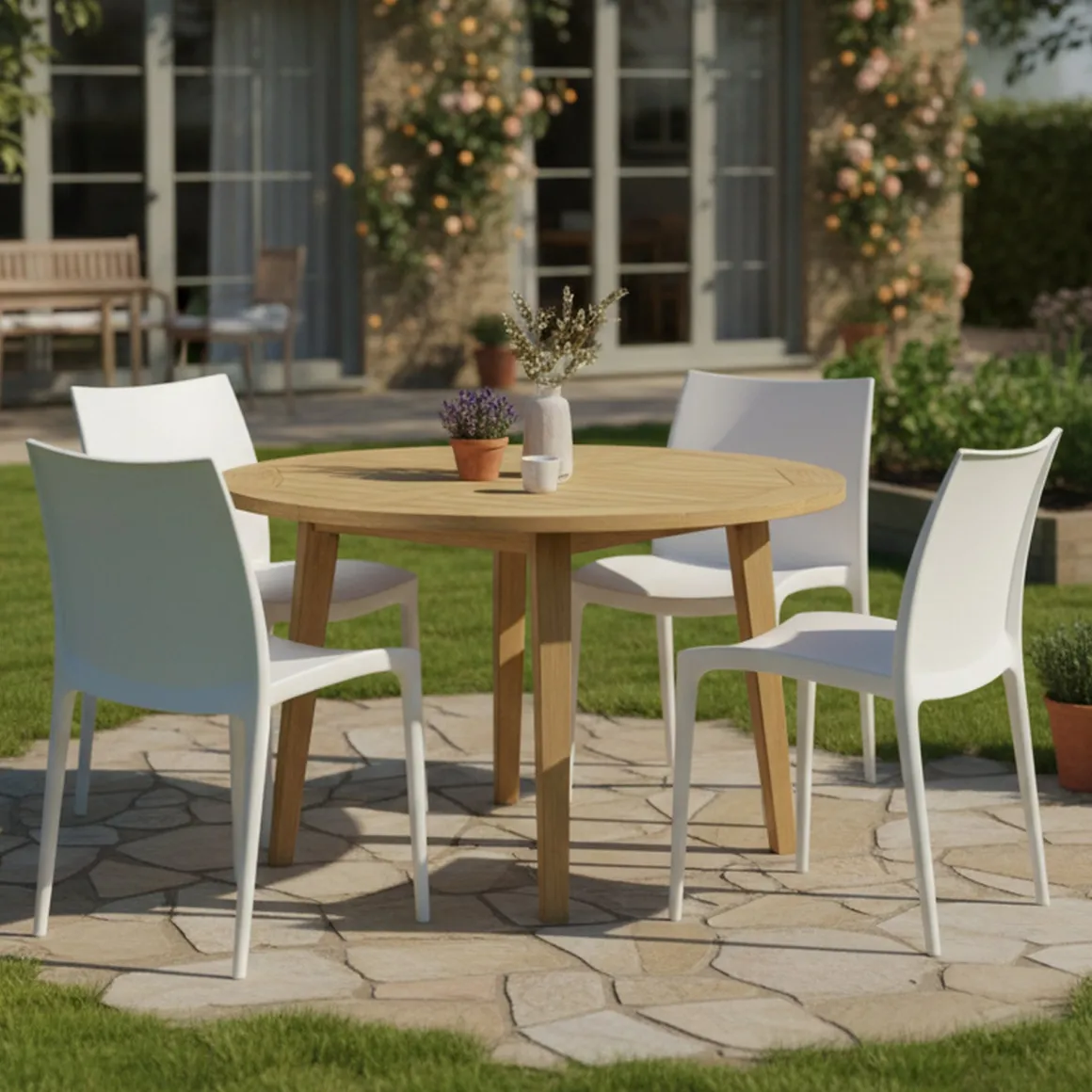 Sedie Da Esterno|Sedie > Dmora Sedia da Esterno 4 Sedie Peso Supportato 120 kg, Colore Seduta Made in Italy - Montivilla Bianco