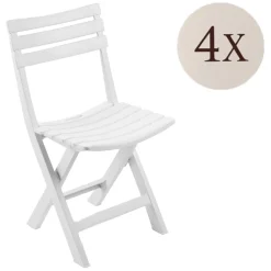 Sedia da Esterno Bianco 4 Sedie Pieghevole, Peso Supportato 120 kg Made in Italy - Jennie