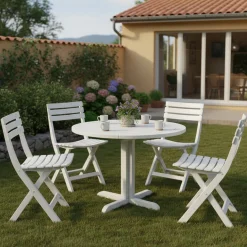 Sedia da Esterno Bianco 4 Sedie Pieghevole, Peso Supportato 120 kg Made in Italy - Jennie