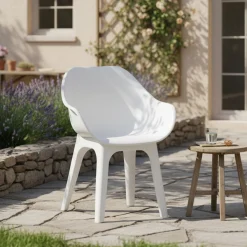 Sedie Da Esterno|Sedie > Dmora Sedia da Esterno una Sedia Braccioli, Peso Supportato 120 kg Made in Italy - Wesconnett Bianco