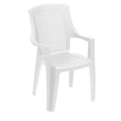 Sedia da Esterno Bianco una Sedia Impilabile, Braccioli - Masainas