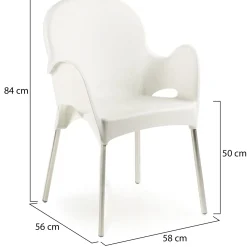 Sedia da Esterno Bianco una Sedia Impilabile, Braccioli Made in Italy - Vashti