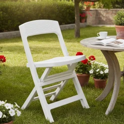 Sedia da Esterno Bianco una Sedia Pieghevole, Colore Seduta Bianco - Sanzeno