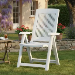 Sedia da Esterno Bianco una Sedia Schienale Reclinabile, Multiposizione Made in Italy - Dozier