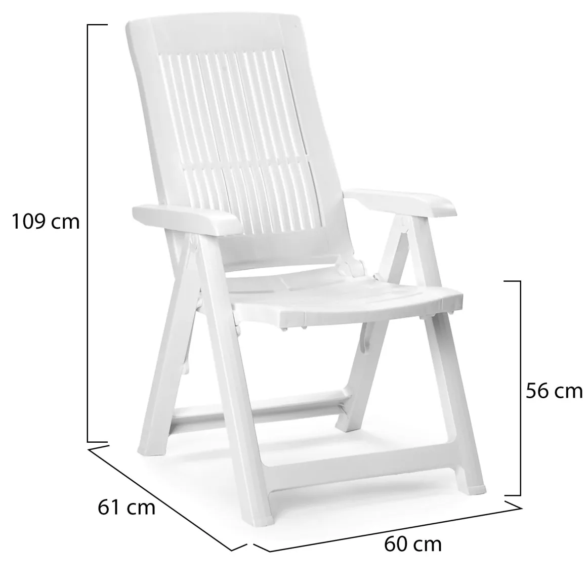 Sedie Da Esterno|Sedie > Dmora Sedia da Esterno una Sedia Schienale Reclinabile, Multiposizione Made in Italy - Halsell Bianco