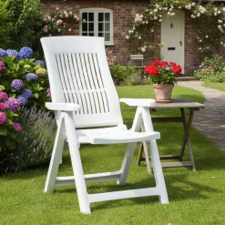 Sedia da Esterno Bianco una Sedia Schienale Reclinabile, Multiposizione Made in Italy - Heflin